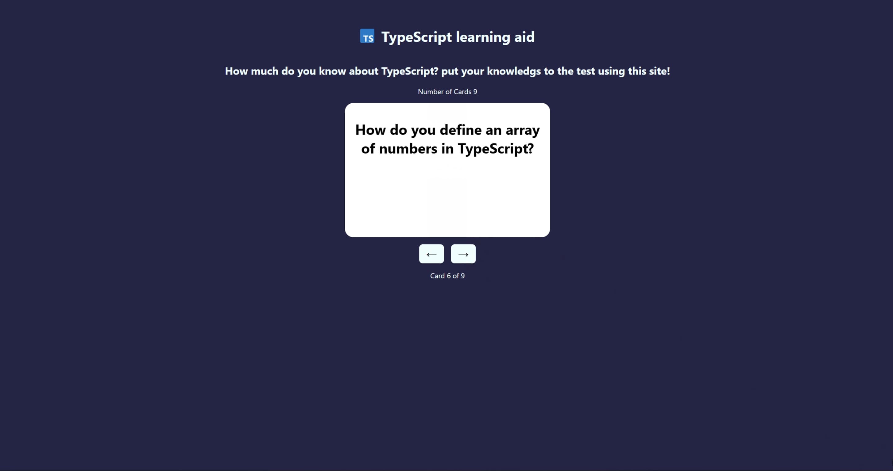 Typescript Flash Cards
